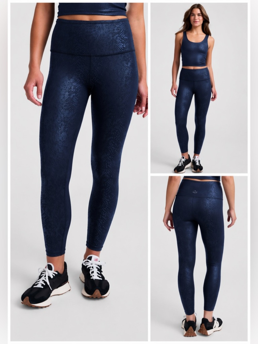 PowerShine Viper High Waisted Midi Legging Blue Size XS Snake Print Gym Yoga EUC